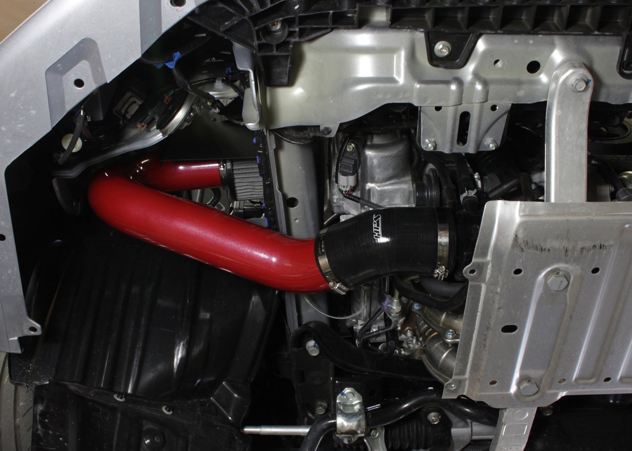 HPS Shortram Air Intake Kit 2015-2017 Subaru WRX 2.0L Turbo, Includes Heat Shield, Red