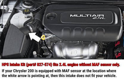 HPS Shortram Air Intake Kit 2015-2017 Chrysler 200 2.4L without MAF sensor — 1VXWL