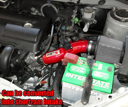 HPS Cold Air Intake Kit 2003-2004 Pontiac Vibe 1.8L, Converts to Shortram, Red