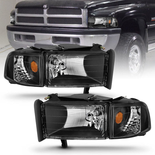 Anzo Black Crystal Headlights 1994-2001 Dodge Ram 1500