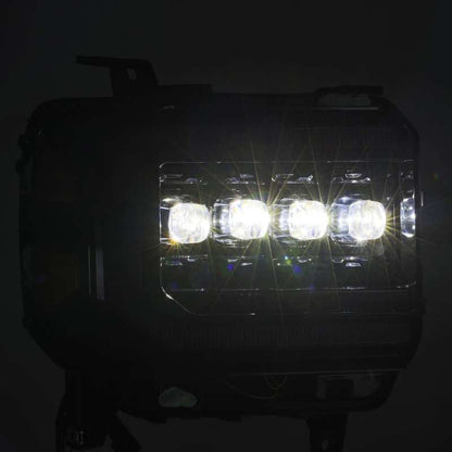 AlphaRex 14-18 GMC Sierra NOVA LED Proj Headlights Plnk Style Alpha Blk w/Activ Light/Seq