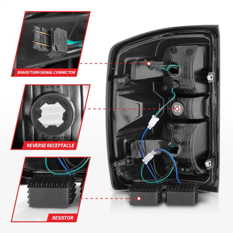 ANZO 15-19 Chevy Silverado 2500HD/3500HD (Factory Halogen Only) LED Tail Lights Smoke