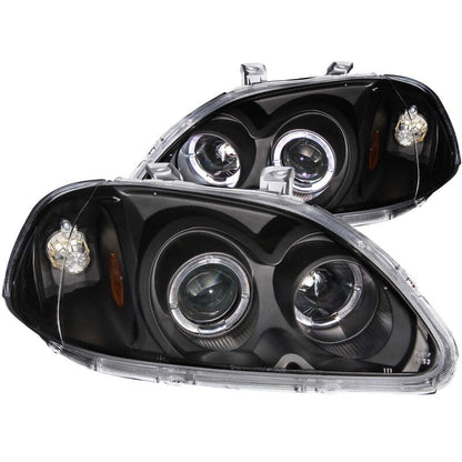 Anzo 1996-1998 Honda Civic Projector Headlights w/ Halo Black