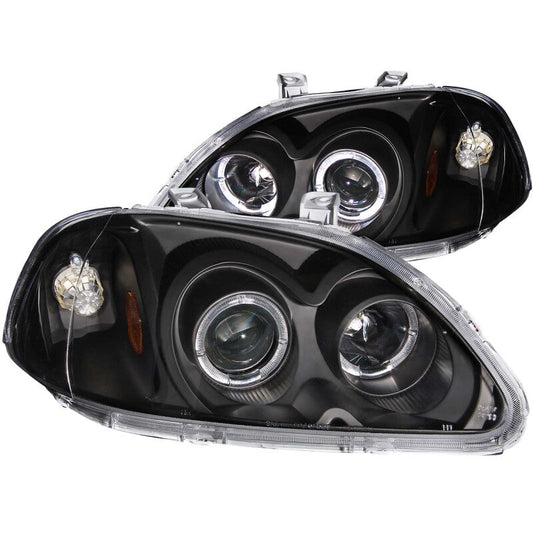 Anzo 1996-1998 Honda Civic Projector Headlights w/ Halo Black