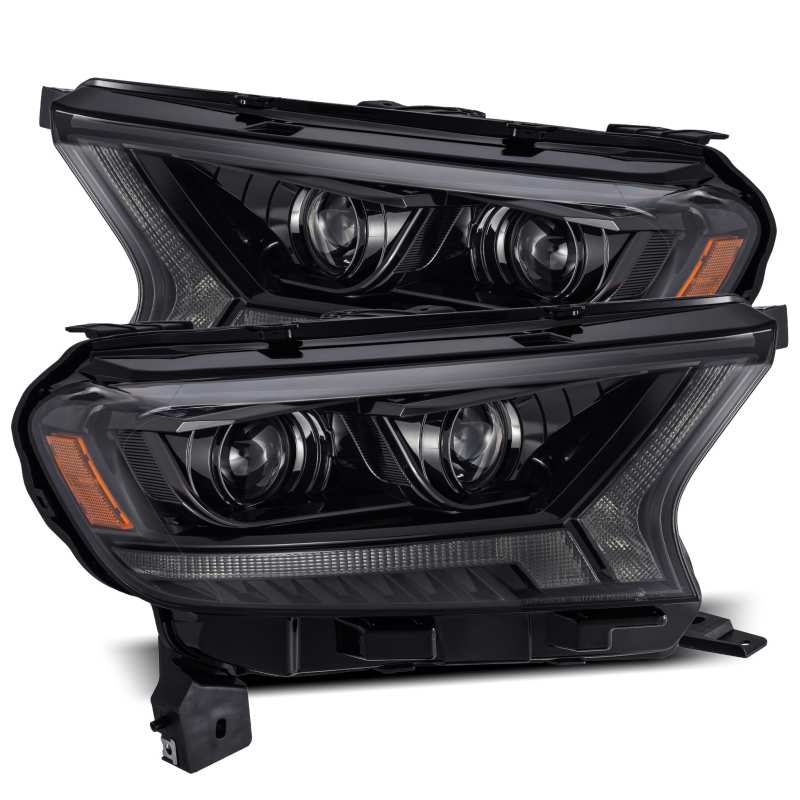 AlphaRex 19-21 Ford Ranger LUXX LED Proj Headlights Plank Style Alpha Black w/Seq