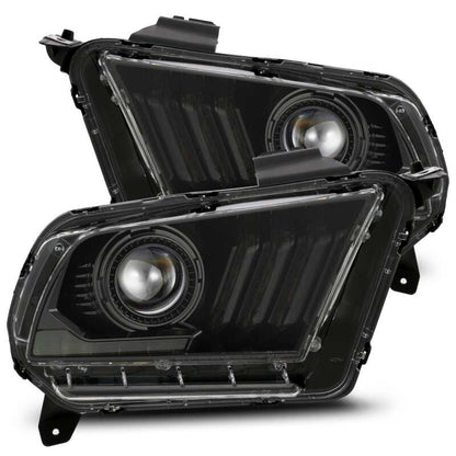 AlphaRex 10-12 Ford Mustang LUXX LED Proj Headlights Plank Style Alpha Blk w/Activ