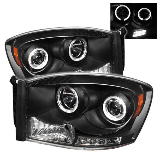 Spyder Dodge Ram 1500 06-08/Ram 2500 06-09 Projector Headlights LED Halo LED Blk