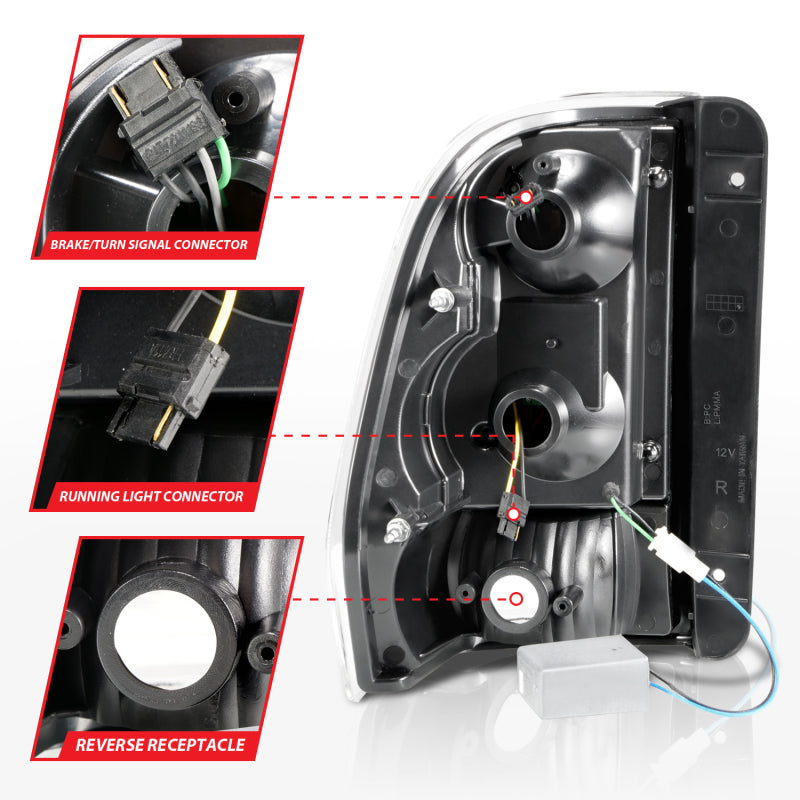 ANZO 2002-2009 Chevrolet Trailblazer LED Tail Lights w/ Light Bar Black Housing Smoke