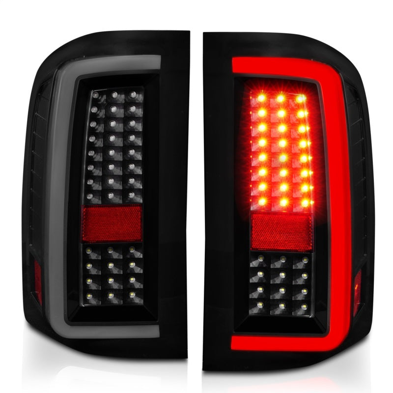 ANZO 2007-2013 Chevrolet Silverado1500/ 2500/ 3500 LED Tail Lights w/ Light Bar Black