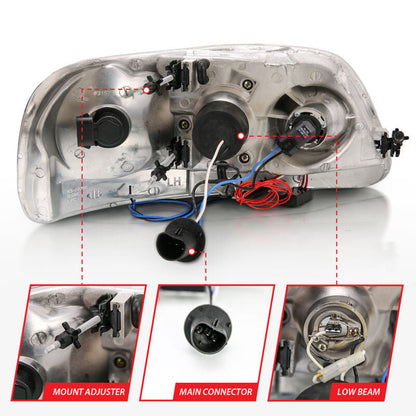 Anzo 1997.5-2003 Ford F-150 Projector Headlights w/ Halo and LED Chrome 1pc