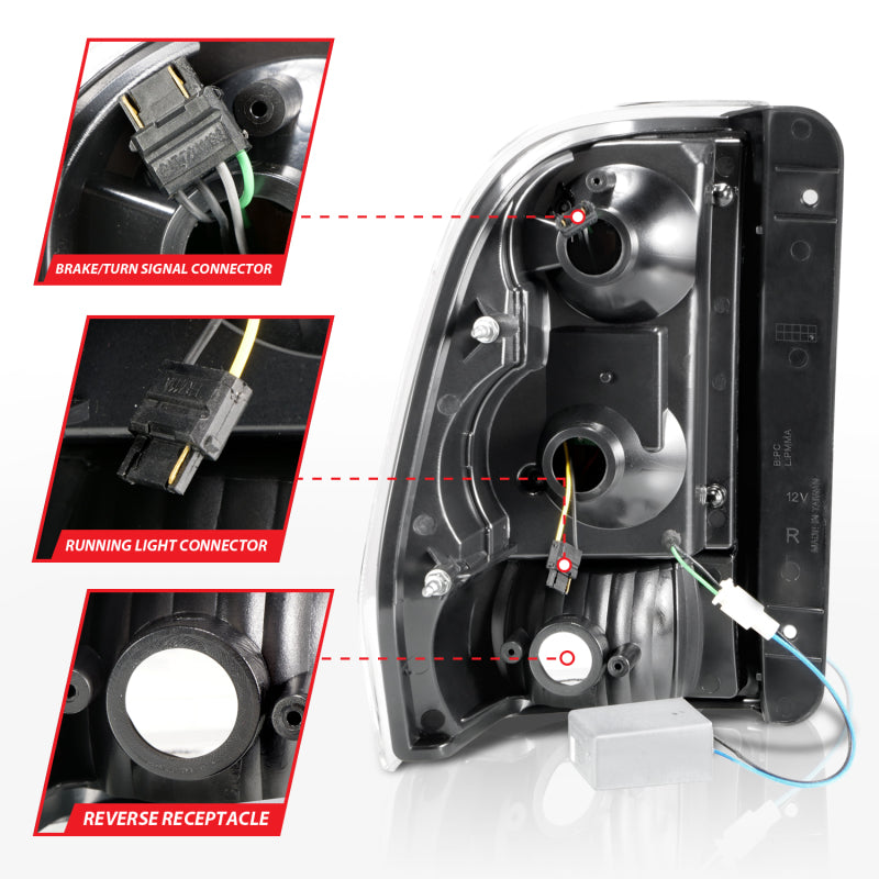 ANZO 2002-2009 Chevrolet Trailblazer LED Tail Lights w/ Light Bar Black Housing Smoke