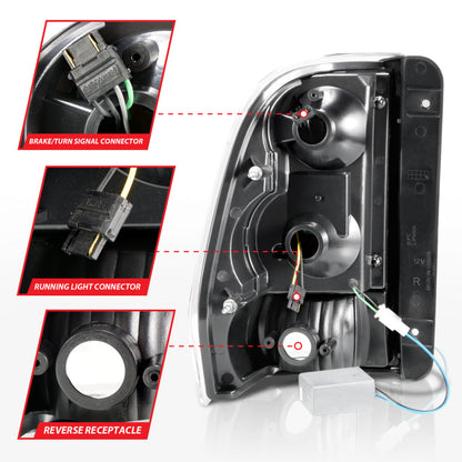 ANZO 2002-2009 Chevrolet Trailblazer LED Tail Lights w/ Light Bar Black Housing Smoke