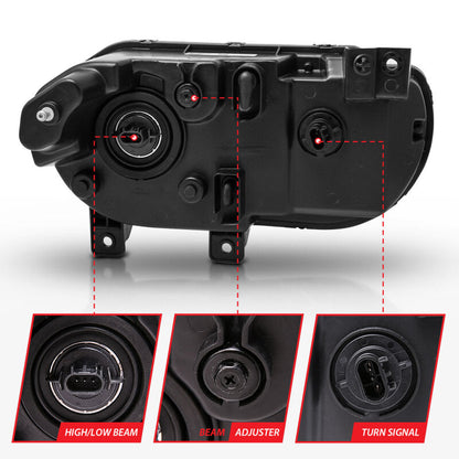 Anzo 2008-2014 Dodge Challenger Crystal Headlights Black