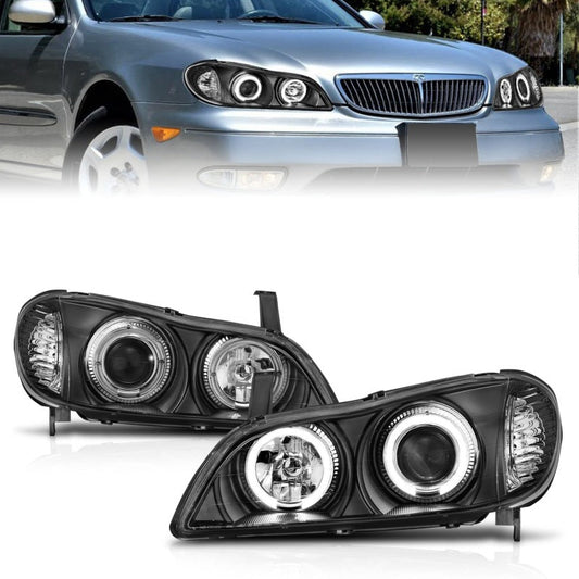 Anzo 2000-2004 Infiniti I30 Projector Headlights w/ Halo Black