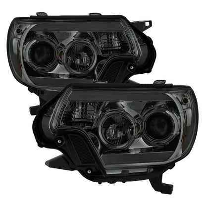 Spyder Toyota Tacoma 12-16 Projector Headlights Light Bar DRL Smoke Pro-Yd-TT12-Lbdrl-Sm
