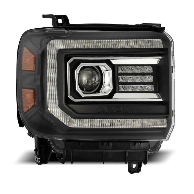 AlphaRex 14-18 GMC Sierra LUXX LED Proj Headlights Plank Style Black w/Activ Light/Seq
