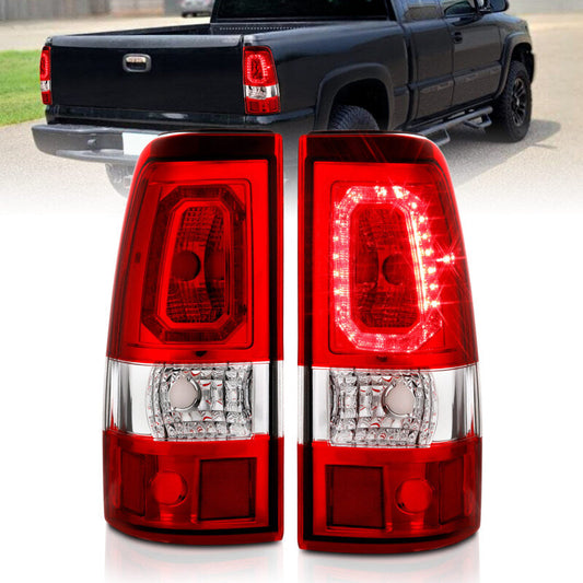 ANZO 2003-2006 Chevy Silverado 1500 LED Taillights Plank Style Chrome With Red/Clear Lens 311329