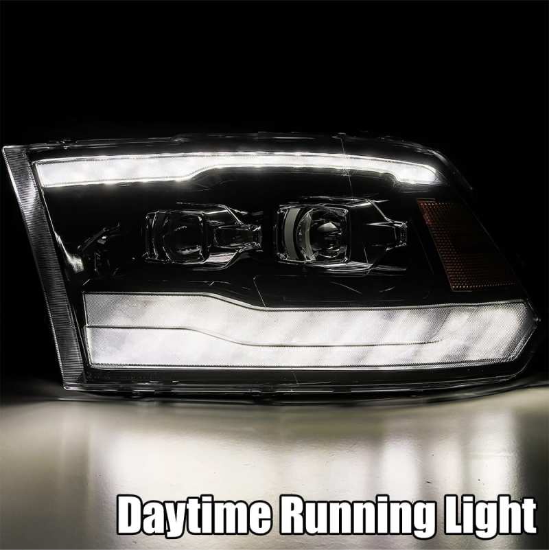 AlphaRex 09-18 Dodge Ram 1500 PRO-Series Projector Headlights Plank Style Alpha Blk w/Seq