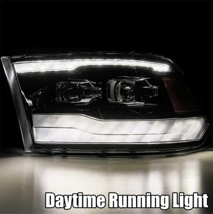 AlphaRex 09-18 Dodge Ram 1500 PRO-Series Projector Headlights Plank Style Alpha Blk w/Seq
