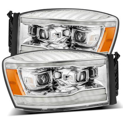 AlphaRex 06-08 Dodge Ram 1500HD LUXX LED Projector Headlights Plank Style Chrome w/Seq