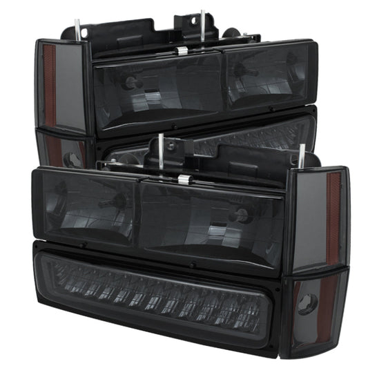 SPYDER Xtune GMC Yukon 92-93 Crystal Headlights w/ Corner & LED Bumper Smoke HD-JH-GMCCK88-LED-AM-SM-SET 5073556