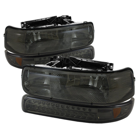 SPYDER Xtune Chevy TahOE 00-06 Headlights w/ LED Bumper Lights Amber Smoke HD-JH-CSIL99-LED-SET-SM 5069481