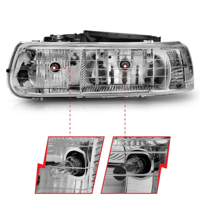Anzo 1999-2002 Chevrolet Silverado 1500 Crystal Headlights Chrome
