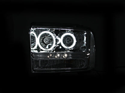 Anzo 2005-2007 Ford Excursion Projector Headlights w/ Halo Chrome w/ LED St