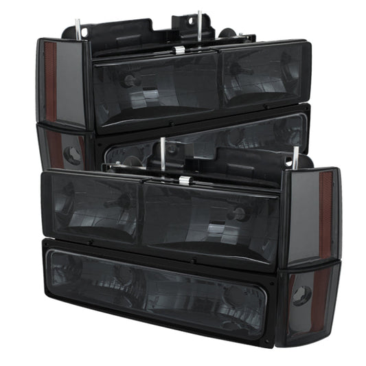 SPYDER Xtune GMC Yukon 92-93 Crystal Headlights w/ Corner & Bumper Smoke HD-JH-GMCCK88-AM-SM-SET 5073525