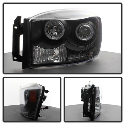 Spyder Dodge Ram 1500 06-08/Ram 2500 06-09 Projector Headlights LED Halo LED Blk
