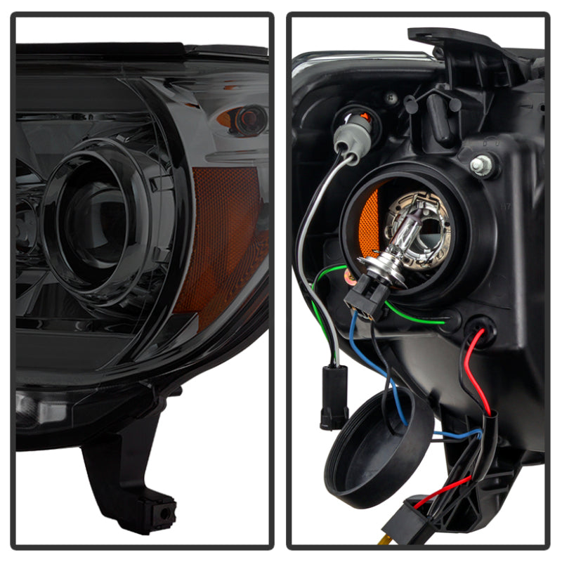 Spyder Toyota Tacoma 12-16 Projector Headlights Light Bar DRL Smoke Pro-Yd-TT12-Lbdrl-Sm