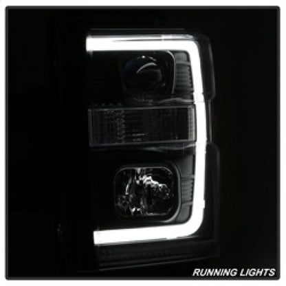Spyder 08-10 Ford F-250 Projector Headlights V2 - Light Bar DRL LED