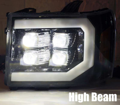 AlphaRex 07-13 GMC 1500HD NOVA LED Proj Headlight Plank Style Gloss Blk w/Activ Light/Seq