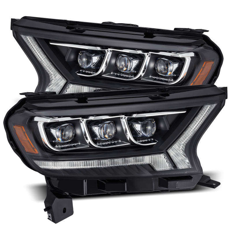 AlphaRex 19-21 Ford Ranger NOVA LED Proj Headlights Plank Style Black w/Activ Light/Seq