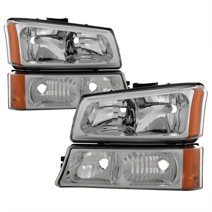 Spyder Xtune Chevy Silverado 2500HD 03-06 Crystal Headlights w/ Bumper Lights Chrome