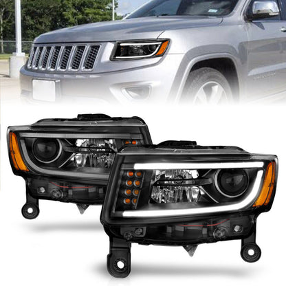 Anzo 2014-2015 Jeep Grand Cherokee Projector Headlights w/ Plank Style Desi