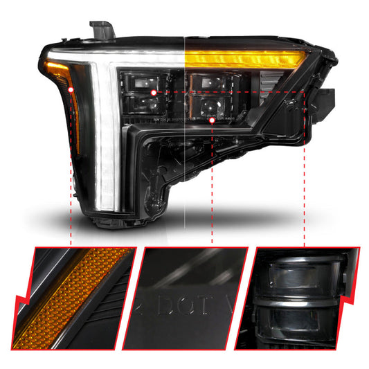 ANZO 22-24 Toyota Tundra (w/Factory LED Refl.) Z-Series Full LED Proj Headlights - Pass. Side ONLY 111599X-R