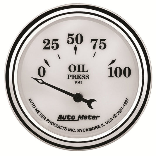 AutoMeter Gauge Oil Press 2-1/16in. 100PSI Elec Old Tyme White II 1227