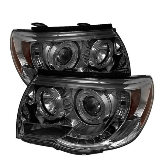 Spyder Toyota Tacoma 05-11 Projector Headlights LED Halo LED Smoke High H1 Low H1