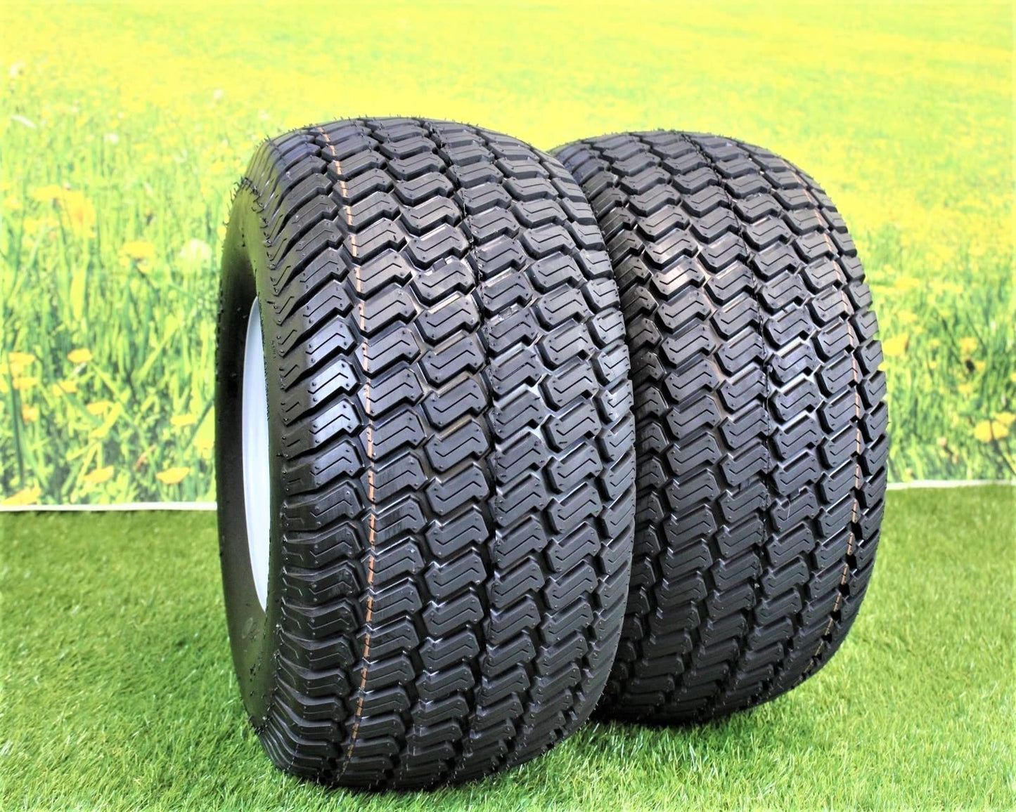 20x10.00-8 4 Ply Turf Tires with 8x7 Wheels Lawn & Garden Mower and Golf Cart (Set of 2)