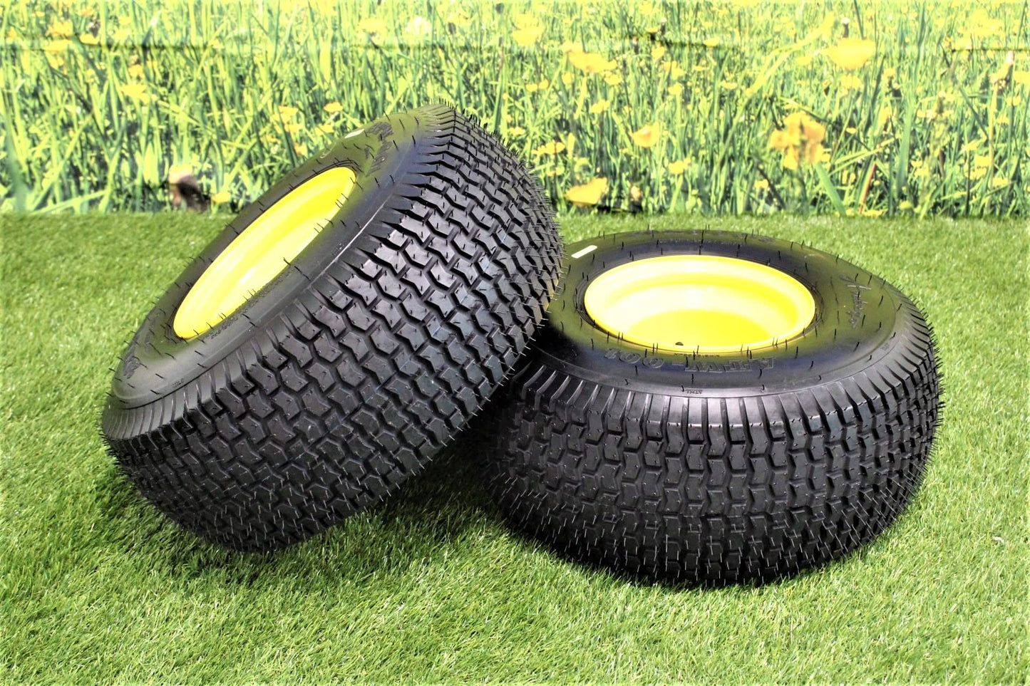 20x8.00-8 4 Ply Tires with 8x7 John Deere Yellow Wheels for Lawn & Garden Mower Turf (3)