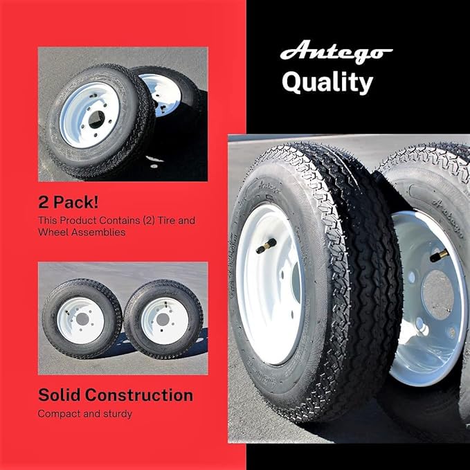 Antego Tire and Wheel (Set of 2) 4.80-8 Tire and Wheel Assemblies