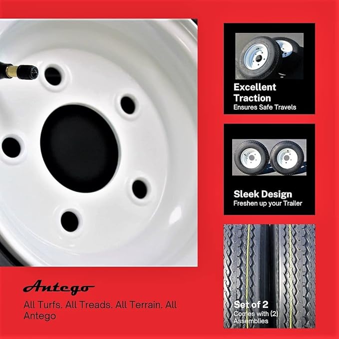Antego Tire and Wheel (Set of 2) 4.80-8 Tire and Wheel Assemblies