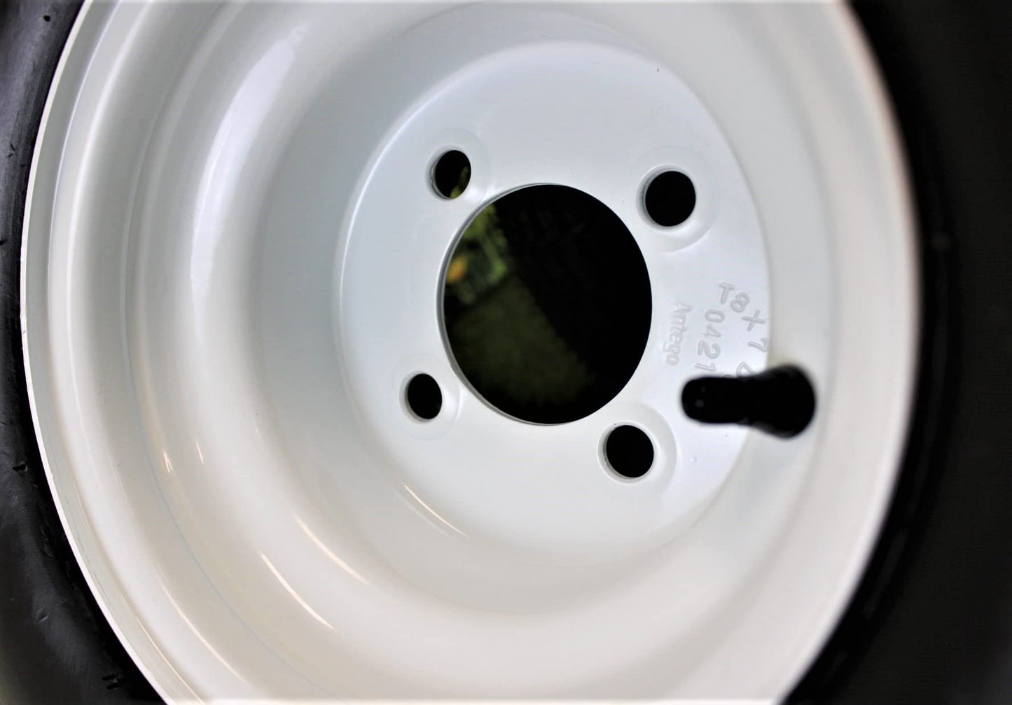 (Set of 4) White Steel Wheels with 18x9.50-8 4 Ply Turf Tires for Golf Cart and Lawn and