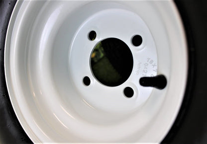 (Set of 4) White Steel Wheels with 18x9.50-8 4 Ply Turf Tires for Golf Cart and Lawn and