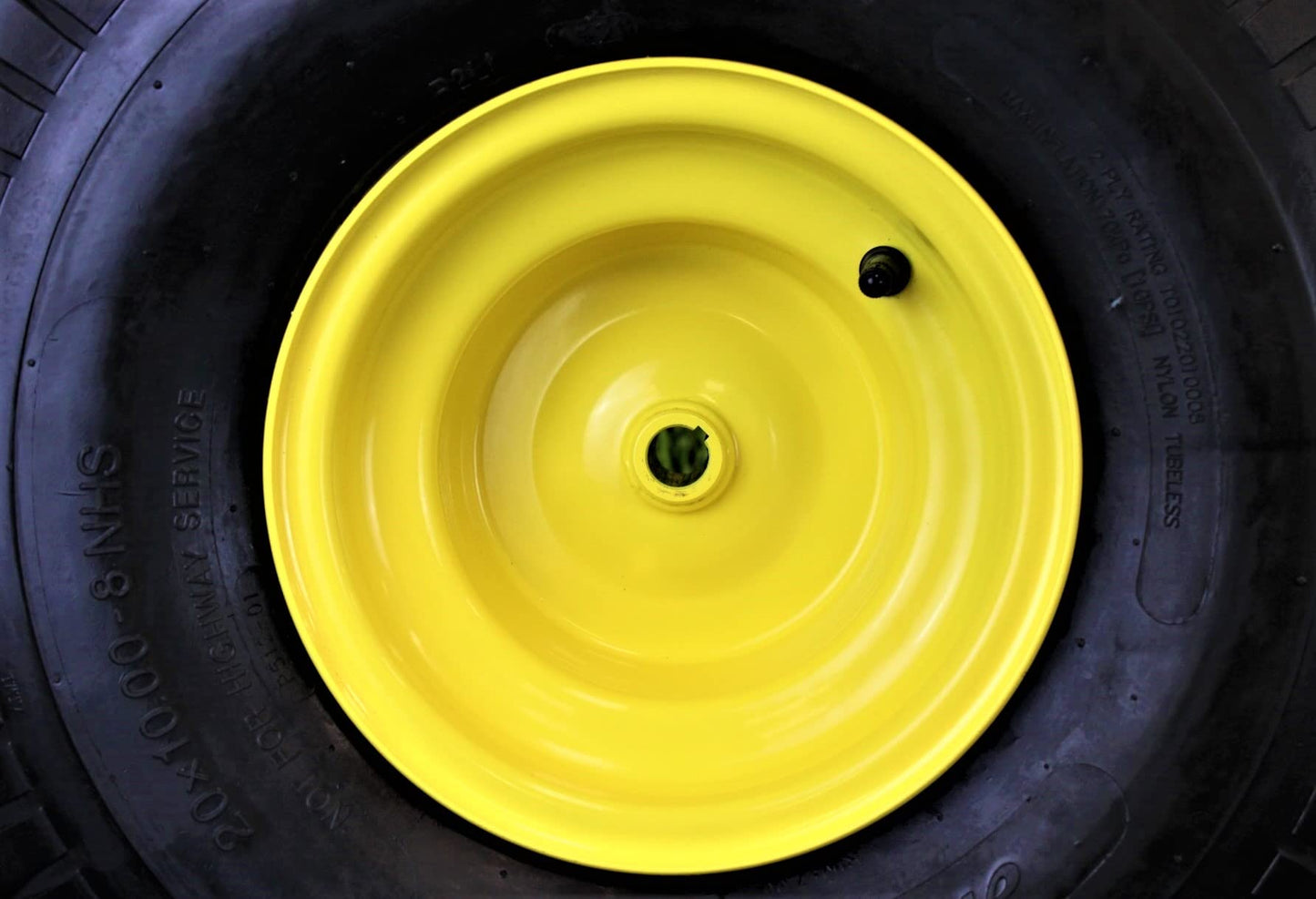20x10.00-8 Tires with 8x7 John Deere Yellow Wheels 2 Ply for Lawn & Garden Mower Turf (3)