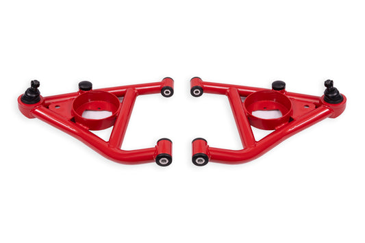 BMR Suspension BMR 67-69 Chevrolet Camaro w/Rear Bump Stops Lower A-Arms w/ STD Ball Joint (Delrin) - Red AAL316R