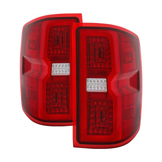 SPYDER xTune 14-16 Chevy Silverado 1500 Light Bar LED Tail Lights - Red Clear (ALT-ON-CS14-LBLED-RC) 9040313