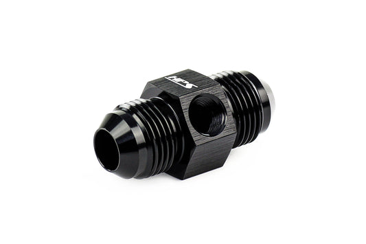 HPS Performance Products AN Male to Male Adapter with 1/8" NPT Female Port, Aluminum, Black