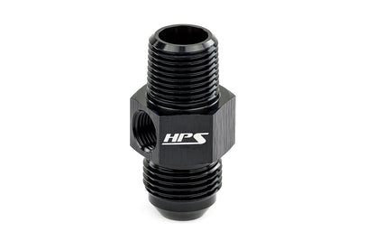 HPS Performance Products AN Male to NPT Male Adapter with 1/8" NPT Female Port, Aluminum, Black